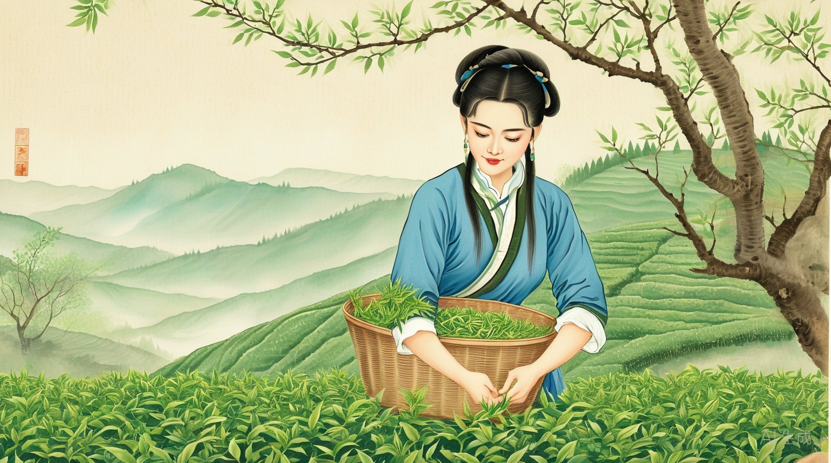 采茶与茶山