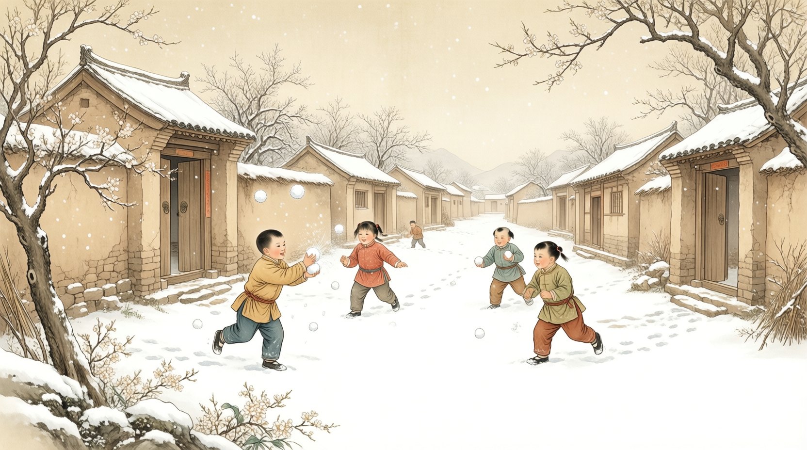打雪仗与雪