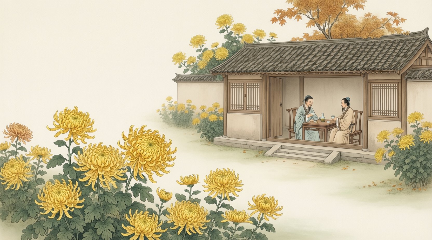 赏菊与东篱