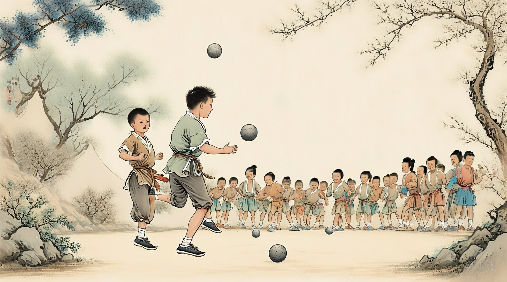 踢石球与蹴鞠