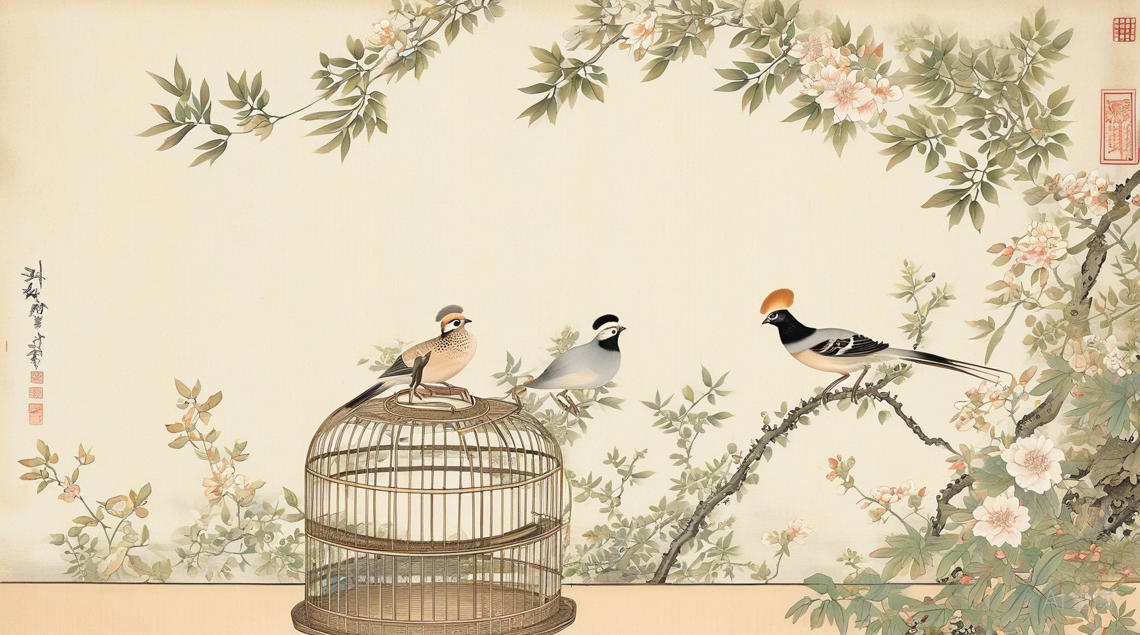 斗鹌鹑与斗画眉