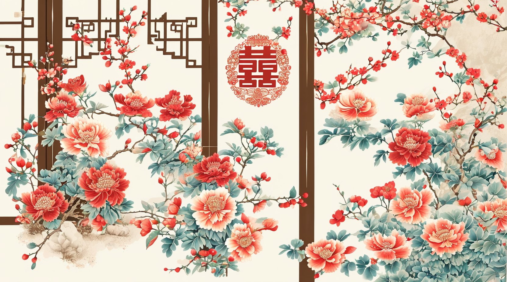 婚联喜对与喜字纹样